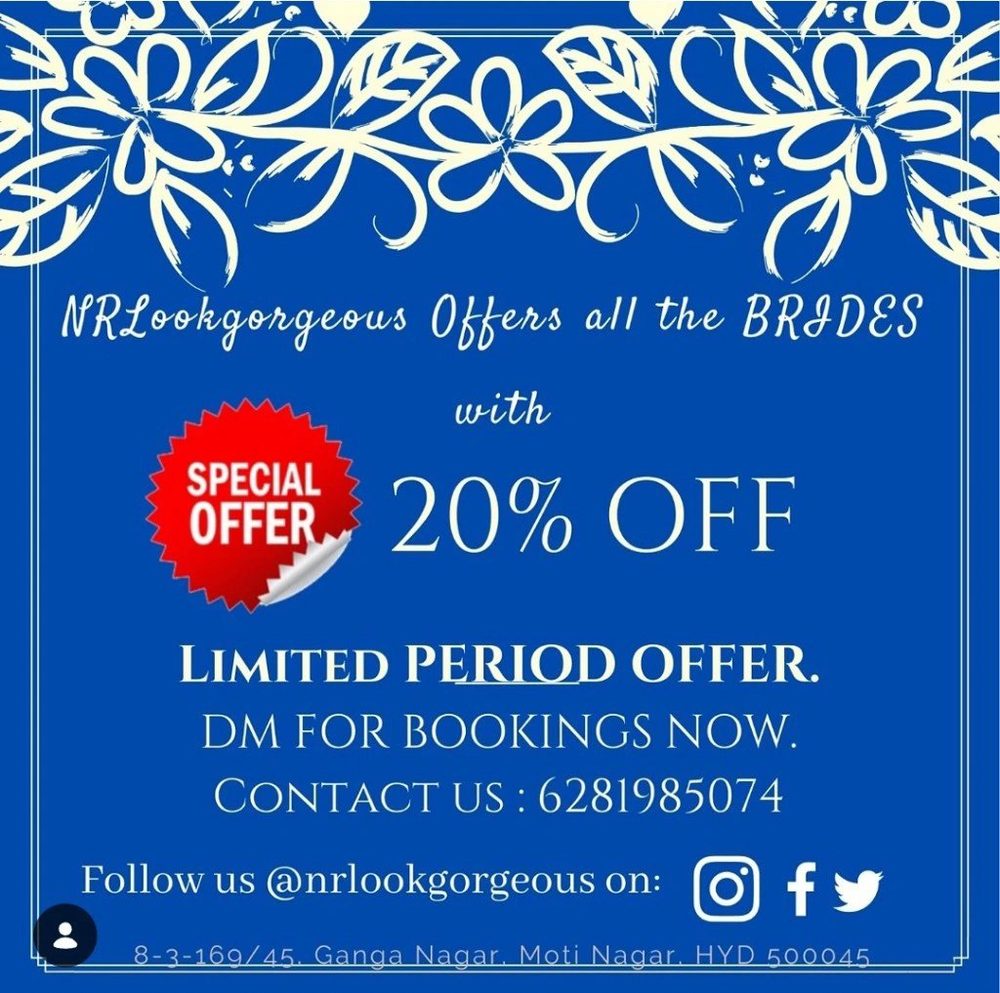 Seasonal discount offer creative for NR Lookgorgeous mehendi bookings.